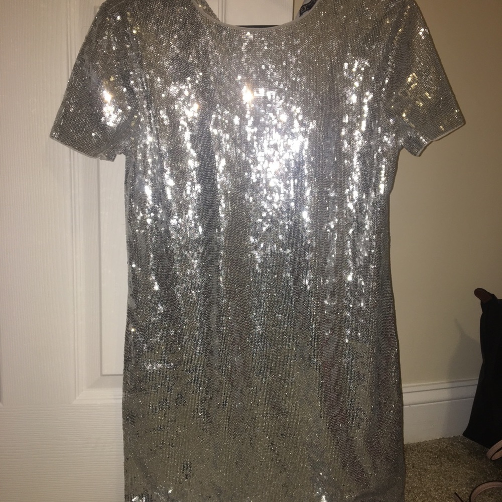 EXPRESS Sparkly Silver Dress! Worn once!